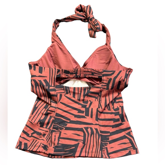 ATHLETA womens Sculpted Halter Tankini underwire swim Top Sienna Print 34B/C NWT - Picture 4 of 5